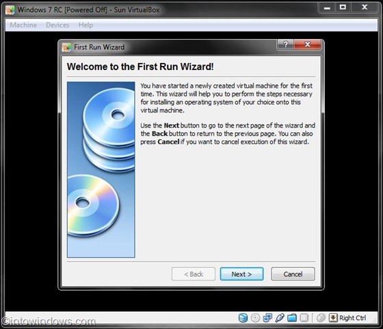 install Windows 7 on virtualbox