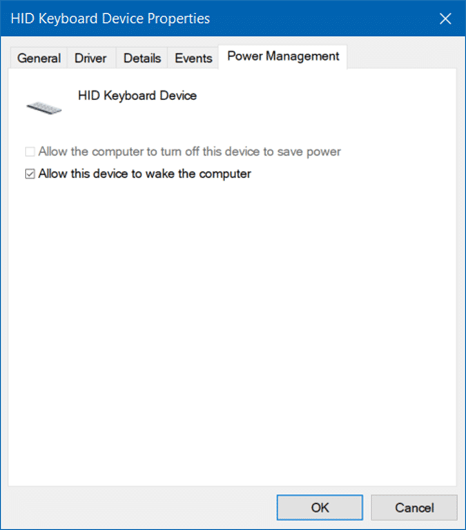 wake PC from sleep using keyboard and mouse in Windows 10 pic1
