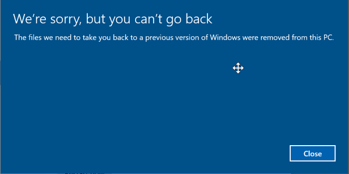 we are sorry but we can't go back