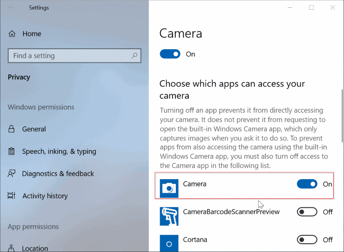 we can't find your camera error in Windows 10 pic3