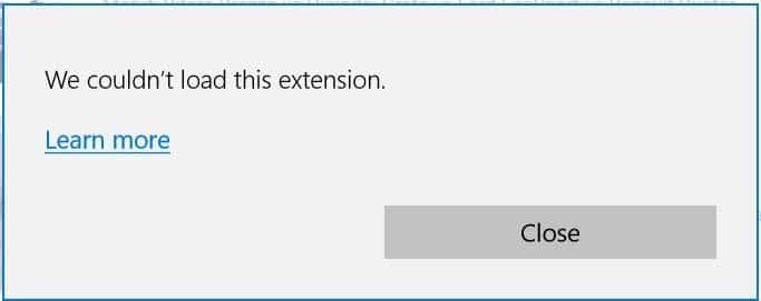 we could not load this extension error