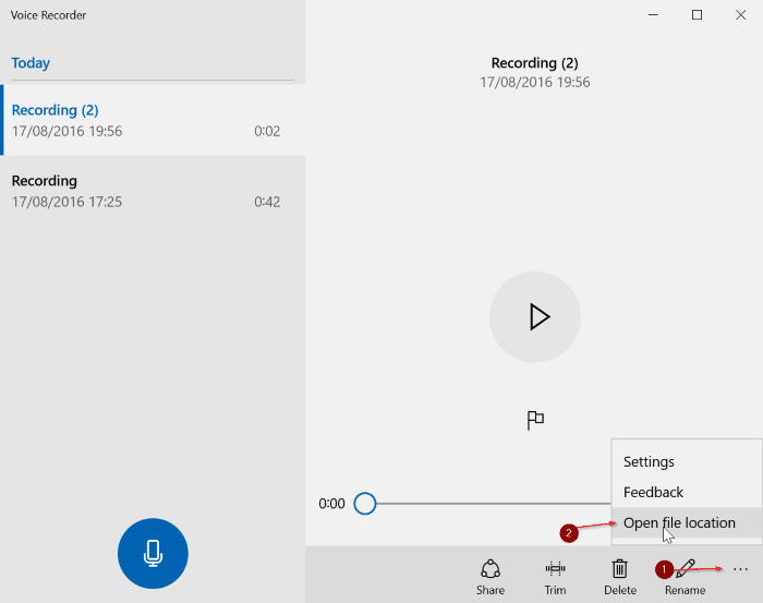 where are voice recorder recordings saved in Windows 10 pic3