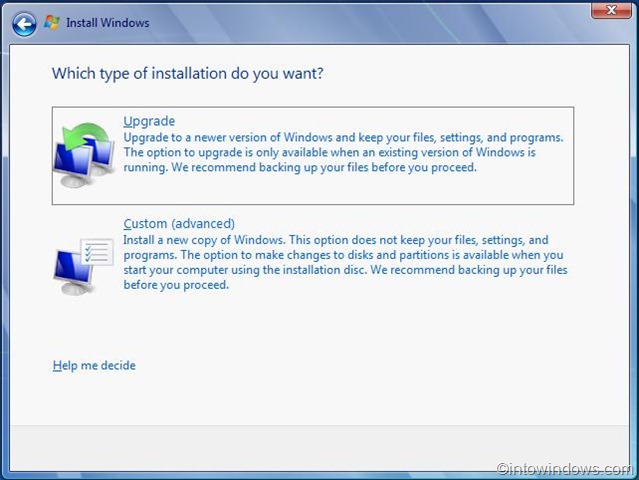 upgrade vista to windows 7 procedure