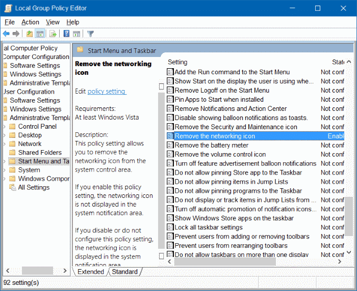 wireless icon missing from taskbar in Windows 10 step9