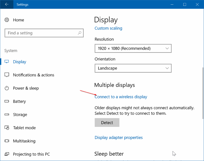 wirelessly connect Windows 10 laptop to TV pic1