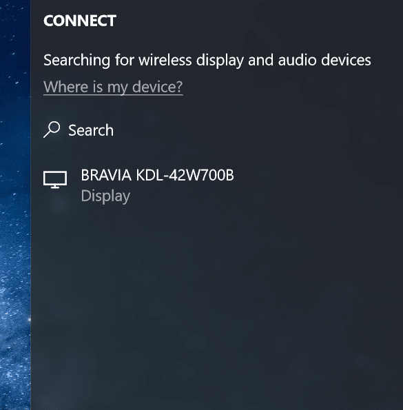 wirelessly connect Windows 10 laptop to TV pic2