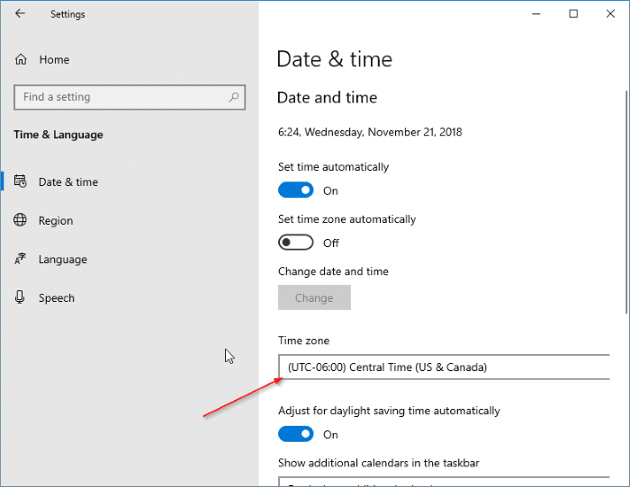 wrong date and time in Windows 10 pic1