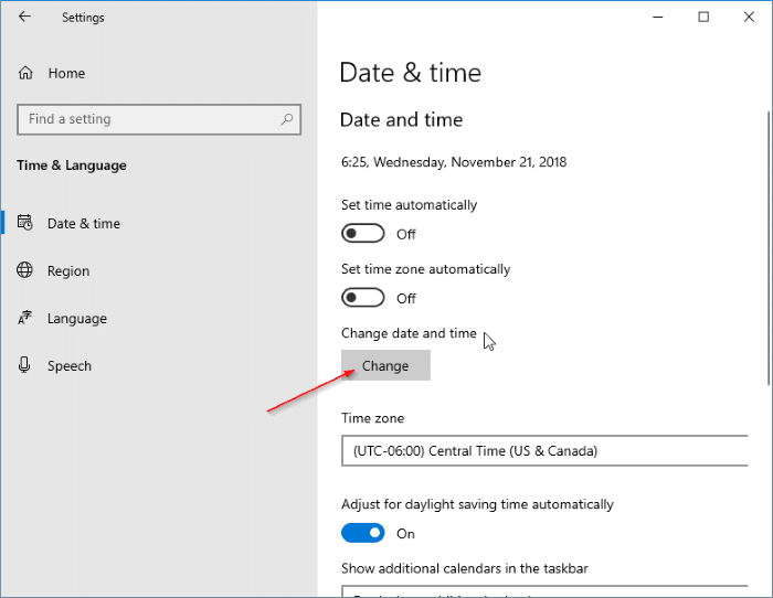 wrong date and time in Windows 10 pic3